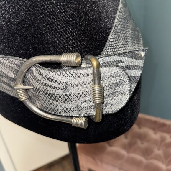 Maprel Women's Piel Leather Silver snakeskin Waist Belt Mexico M2285 Size28/30 - Picture 5 of 12